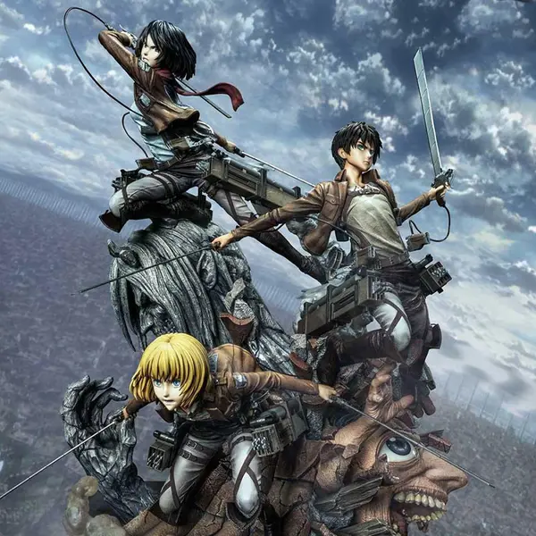 ATTACK ON TITAN Statue Eren Mikasa & Armin Premium Masterline DX Bonus Version Prime 1 Studio