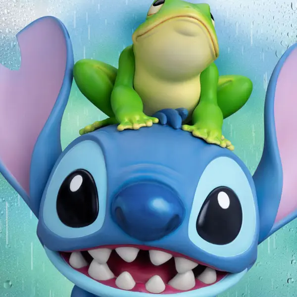 LILO ET STITCH Statue Master Craft Stitch with Frog 100th Beast Kingdom