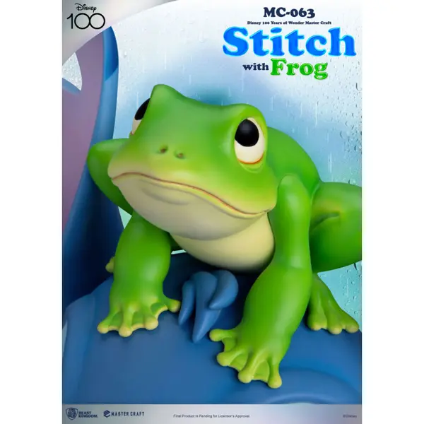 LILO ET STITCH Statue Master Craft Stitch with Frog 100th Beast Kingdom
