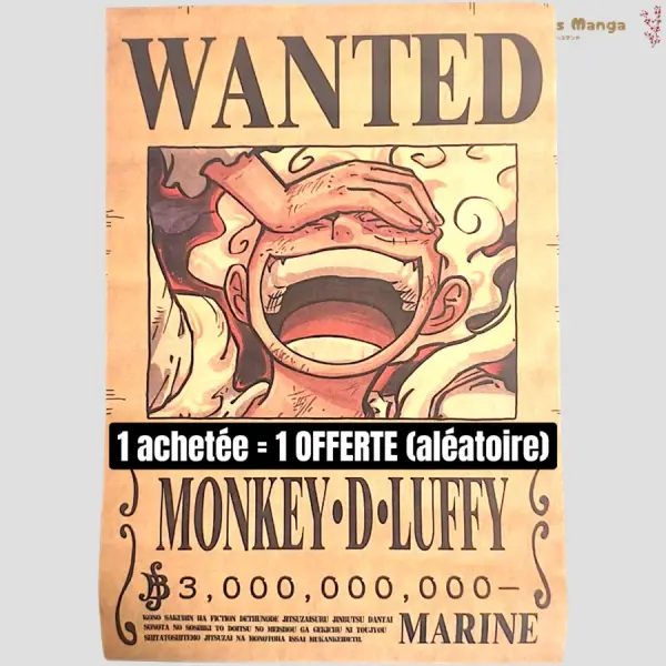 Affiche murale One Piece - Avis de recherche Monkey D Luffy Gear 5 - Goodiesmanga | Livraison offerte dès 59€ d'achat