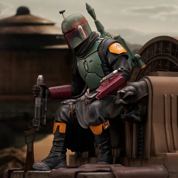 STAR WARS The Mandalorian Statue Boba Fett On Throne Premier Collection Gentle Giant